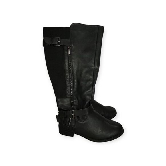 TORRID BLACK KNEE HIGH BOOTS SZ.7W NWOT. - Picture 1 of 6